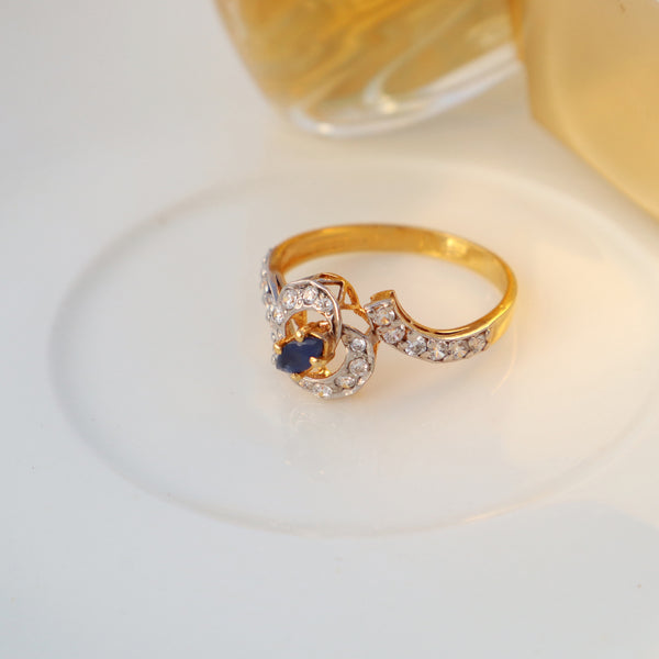 Ring in Blue Onyx and Cubic Zircons (7493645107434)
