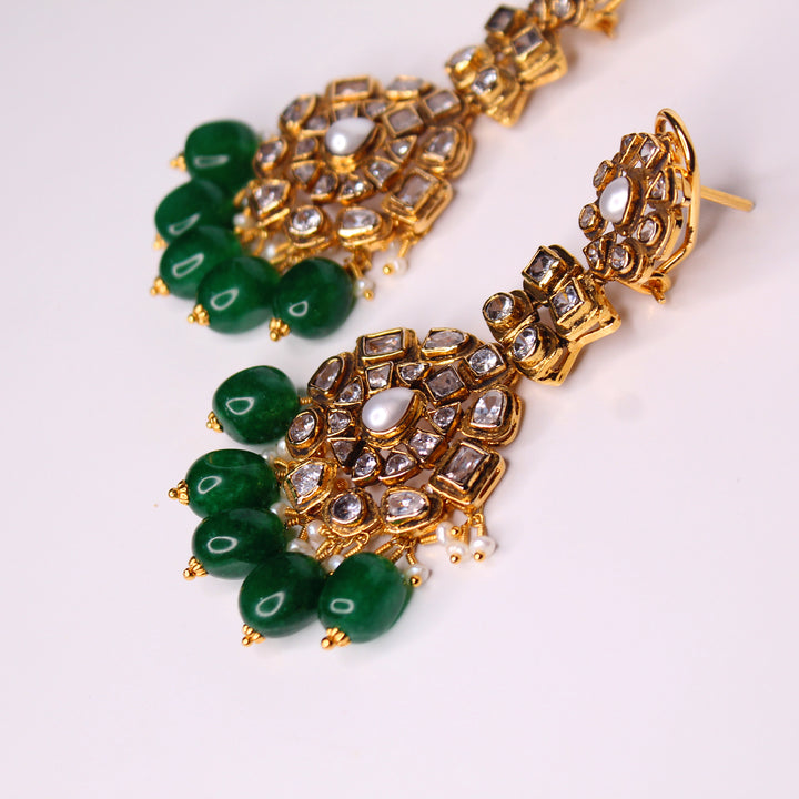 Necklace Set in Zircon Polkies and Jade (7011722887351)