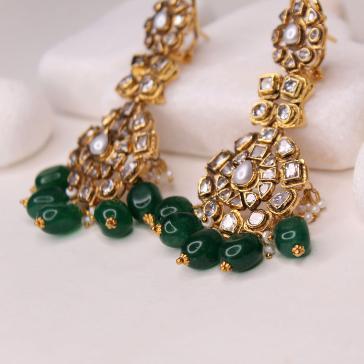 Necklace Set in Zircon Polkies and Jade (7011722887351)