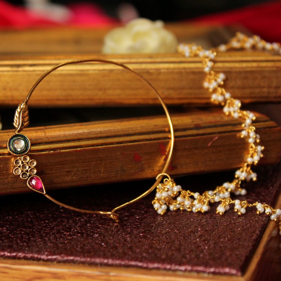 Gold Bridal Nose Ring Nath Nose Nath Design Gold Gold Nath Design