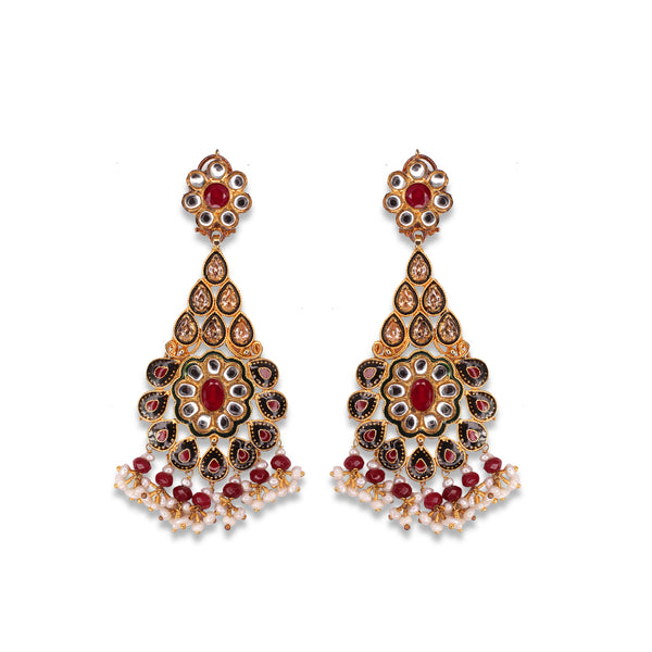 Earrings in Chetum, Kundan and Pearls