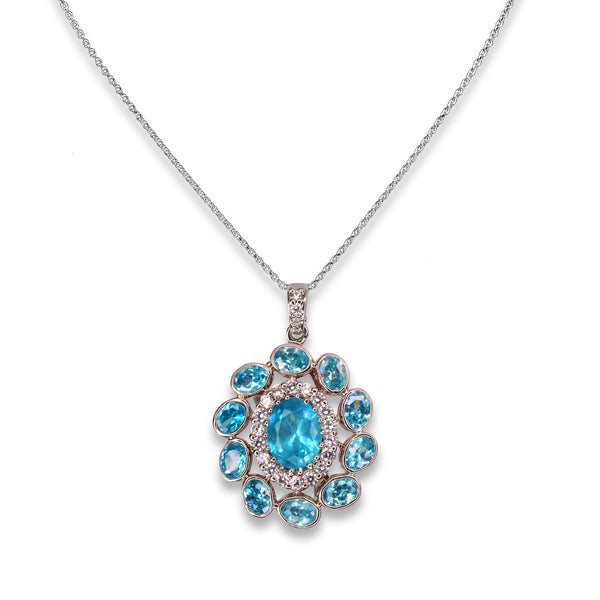 Pendant in Aquamarine Zircons