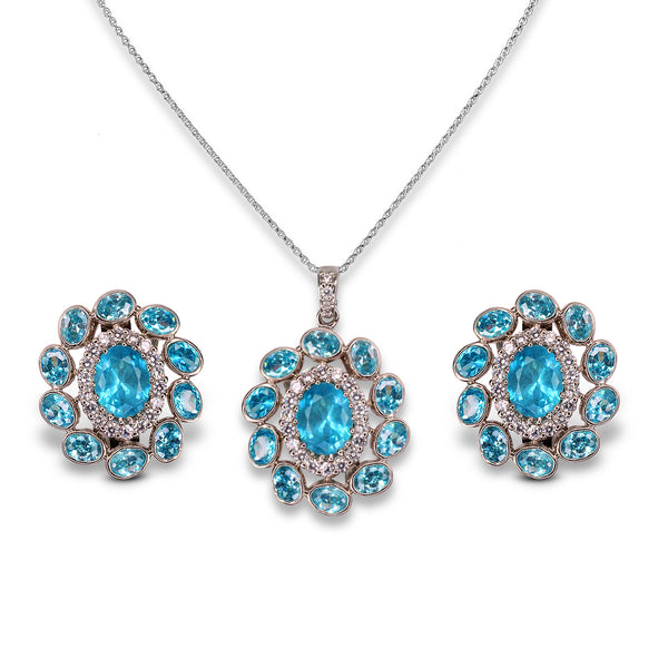 Pendant set in Aquamarine Zircons