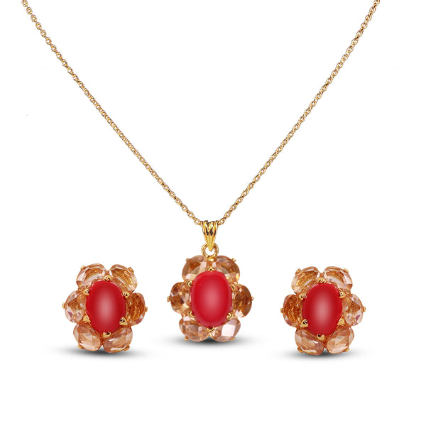 Pendant set in Coral