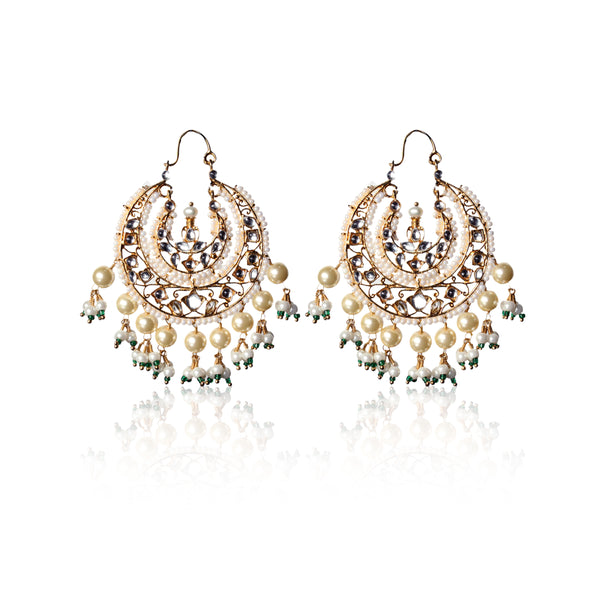 Earrings in Jade, Pearls and Kundan