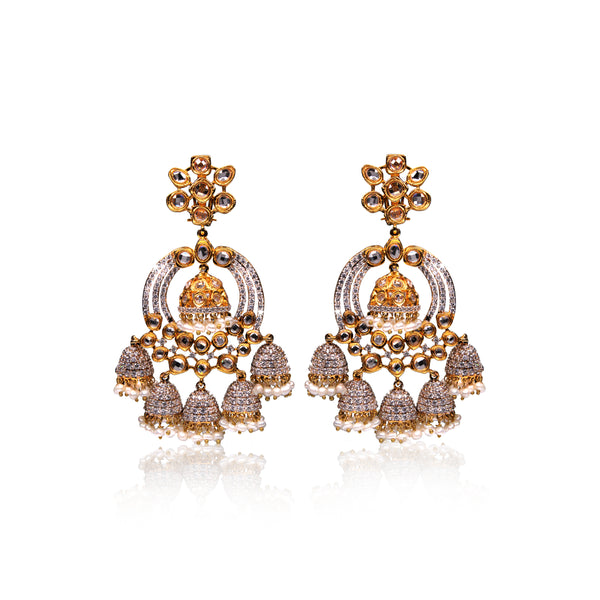 Earrings in Pearls, Polkies and Zircons