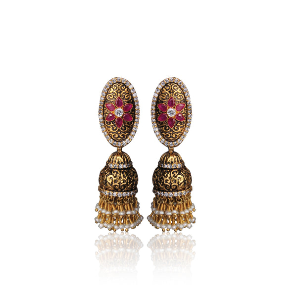 Earrings in Chetum, Pearls and Zircons
