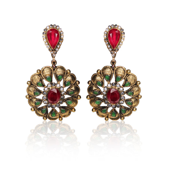 Earrings in Chetum, Jade and Zircons