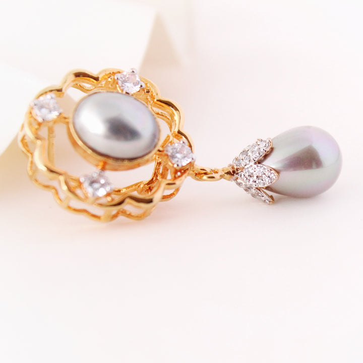 Earrings in Pearls and Zircons (6240003588279)