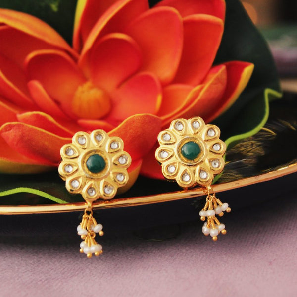 Earrings with Jade and Kundan Work (6239988449463)