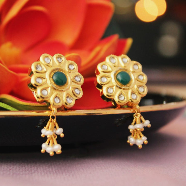 Earrings with Jade and Kundan Work (6239988449463)