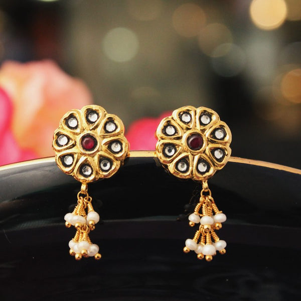 Earrings with Chetum and Kundan Work (6239988613303)