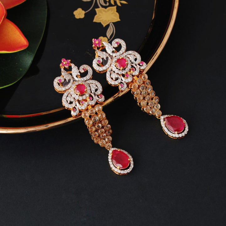 Earrings with Chetum, Cubic Zircons and Champagne Zircons (6239990218935)