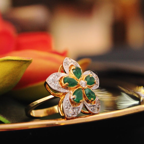 Ring with Jade and Zircons (6240018038967)