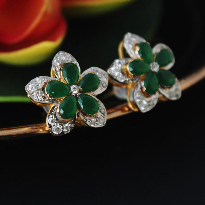 Earrings with Jade and Zircons (6239990317239)