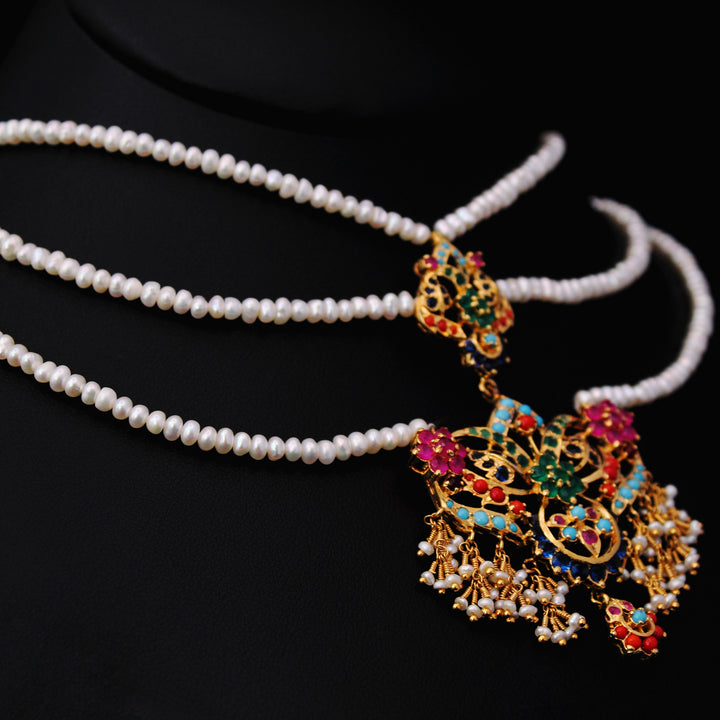 Nauratan Necklace Set with Pearls (6239991431351)