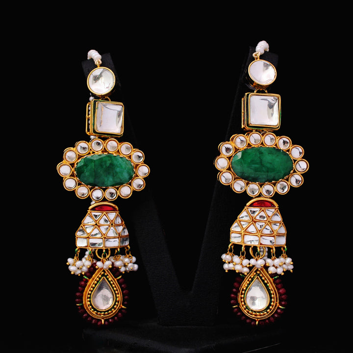 Earrings with Jade and Kundan Work (6239992021175)