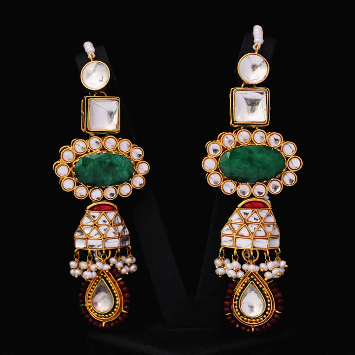 Earrings with Jade and Kundan Work (6239992053943)