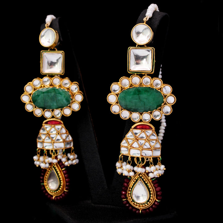 Earrings with Jade and Kundan Work (6239992053943)