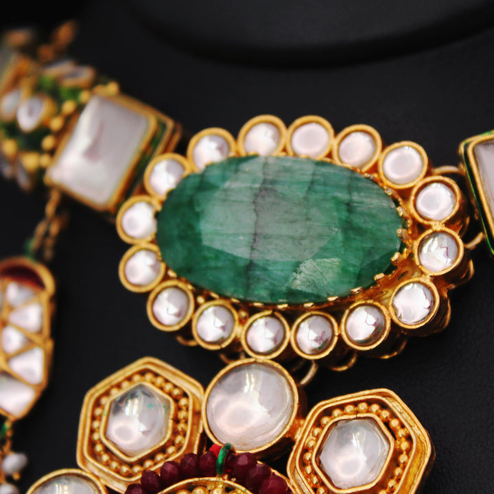 Necklace Set with Jade and Kundan Work (6239992021175)