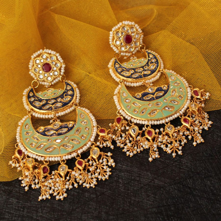 Enamel Earrings with Kundan & Chetum (6239982387383)