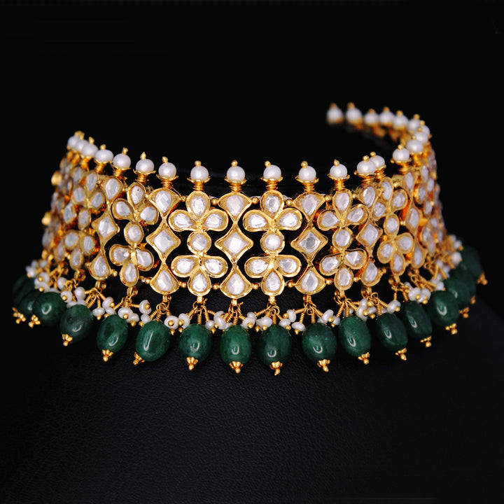 Necklace with Polkies Jade and Pearls (6239992742071)