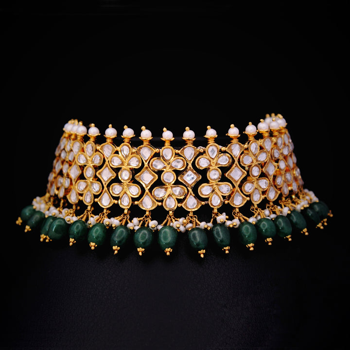 Necklace with Polkies Jade and Pearls (6239992742071)