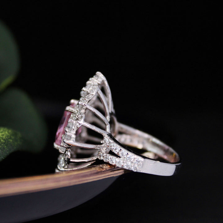 Ring with Pink Zircon and Cubic Zircons (6240018464951)