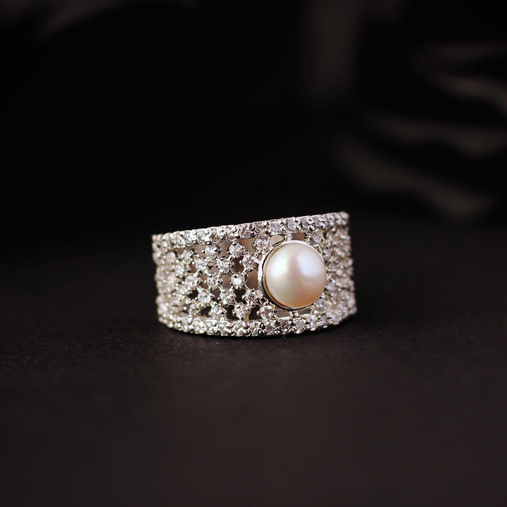 Ring with Fresh Water Pearls and Zircons (6240018858167)
