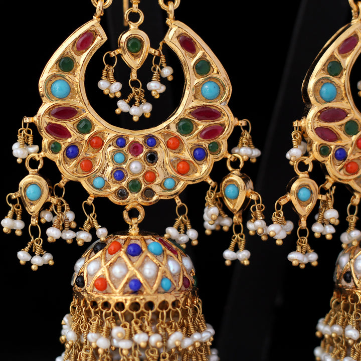 Earrings with Nauratan and Kundan Work (6239992971447)