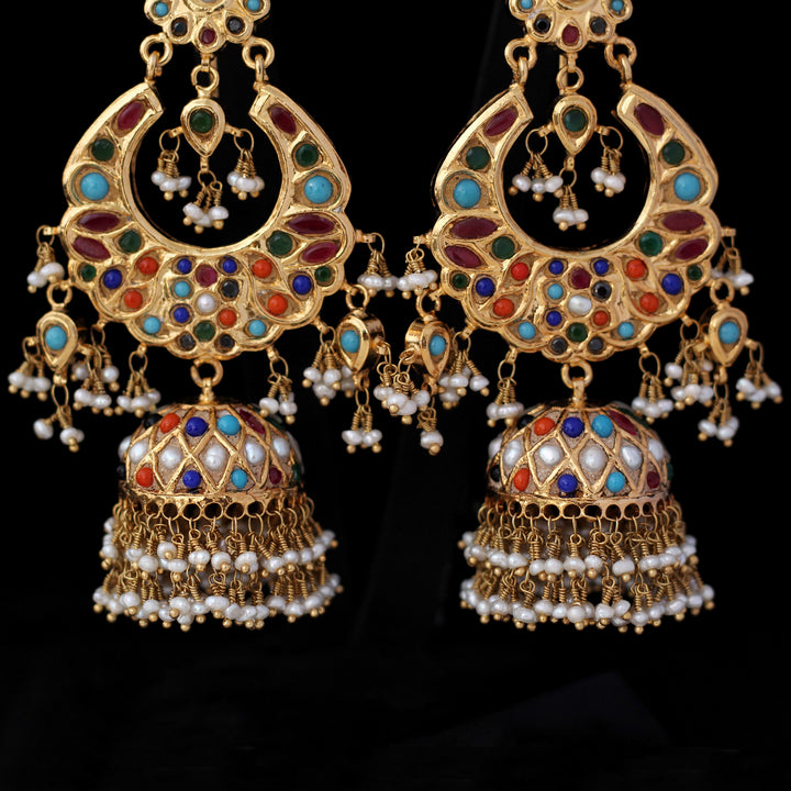 Earrings with Nauratan and Kundan Work (6239992971447)
