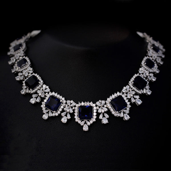 Necklace Set with Blue Onyx and Zircons (6239993233591)