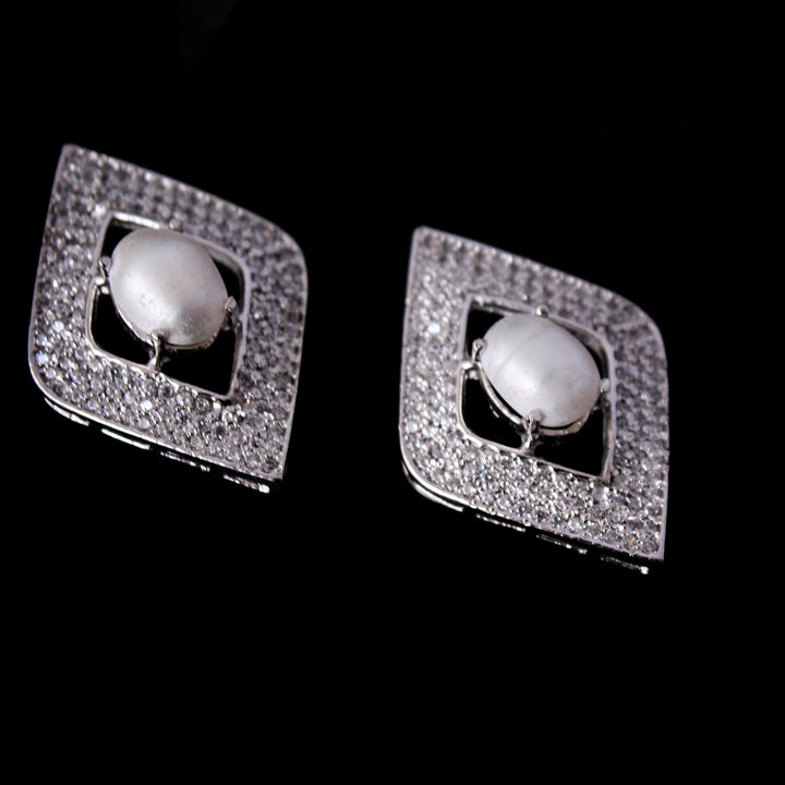Earrings in Pearls and Zircons (6240000704695)