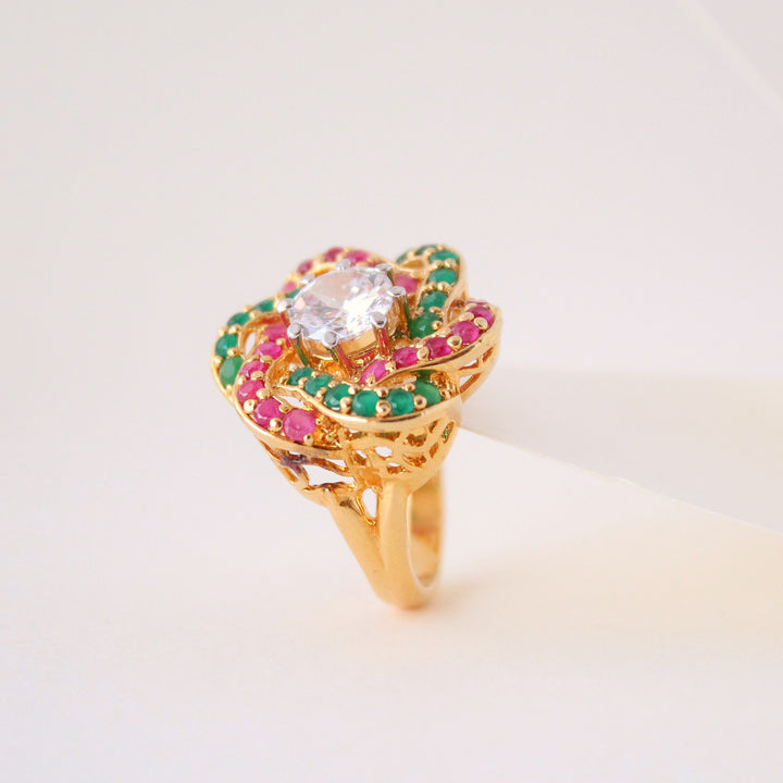 Ring with Chetum, Jade and Cubic Zircons (6240019218615)