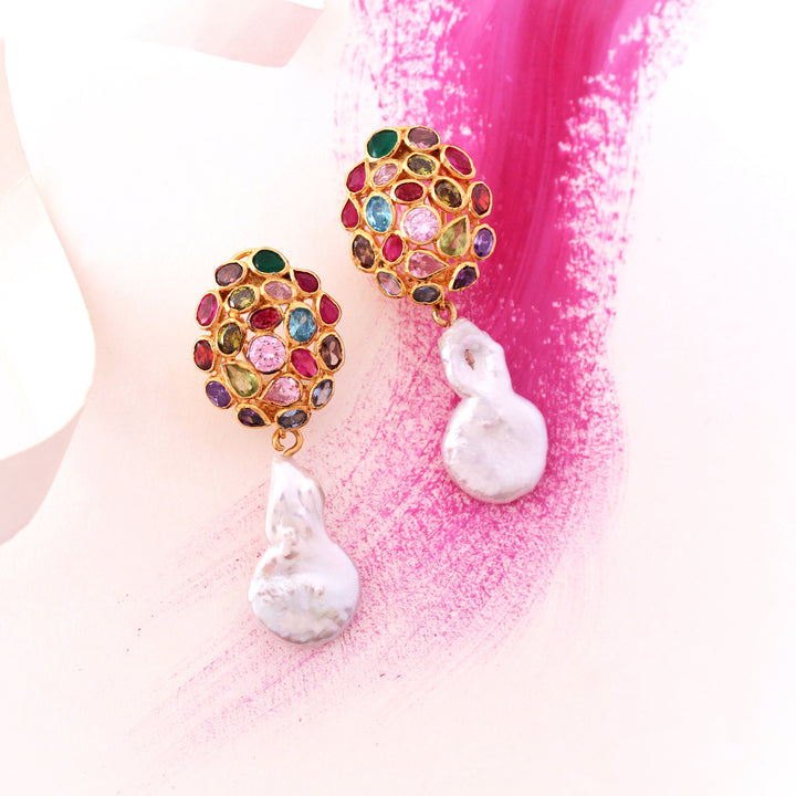 Earrings in Multi Color Stones (6240004604087)