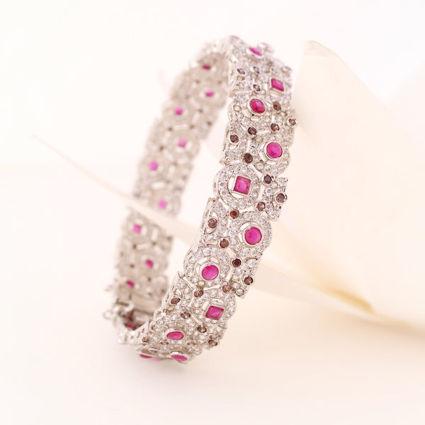Bangle in Chetum Champagne Zircons and Cubic Zircons (6240001360055)