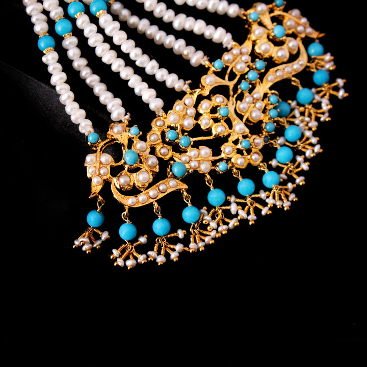 Jhumar in Feroza and Pearls (6240001589431)