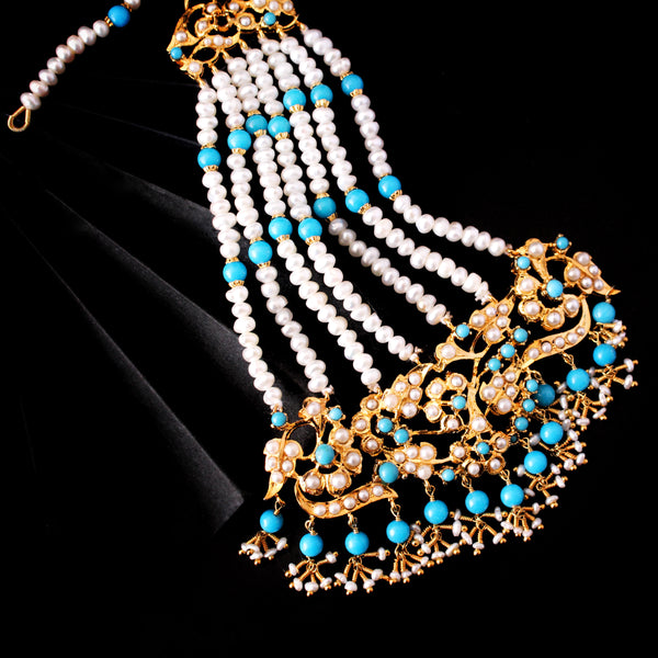 Jhumar in Feroza and Pearls (6240001589431)