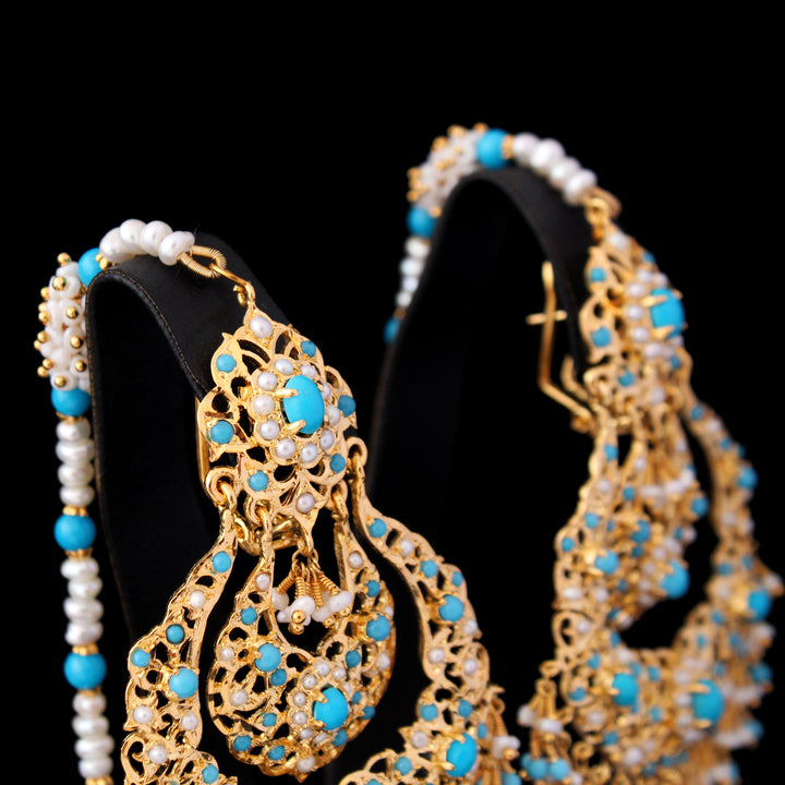 Necklace Set in Feroza and Pearls (6240005619895)