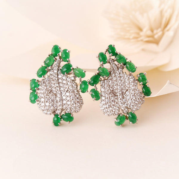 Earrings in Jade and Zircons (6240002670775)