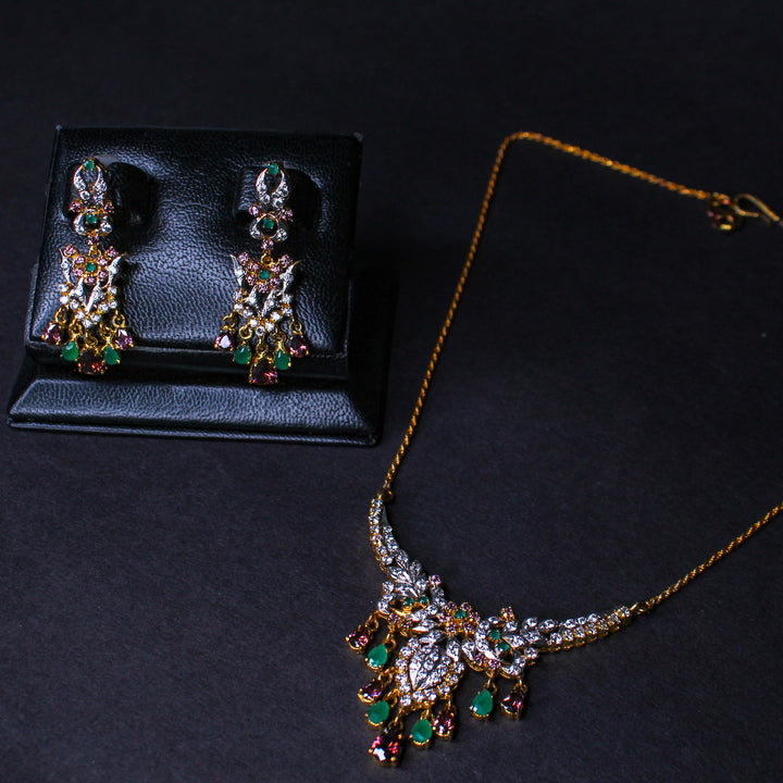 Necklace Set in Jade and Zircons (6798697169079)