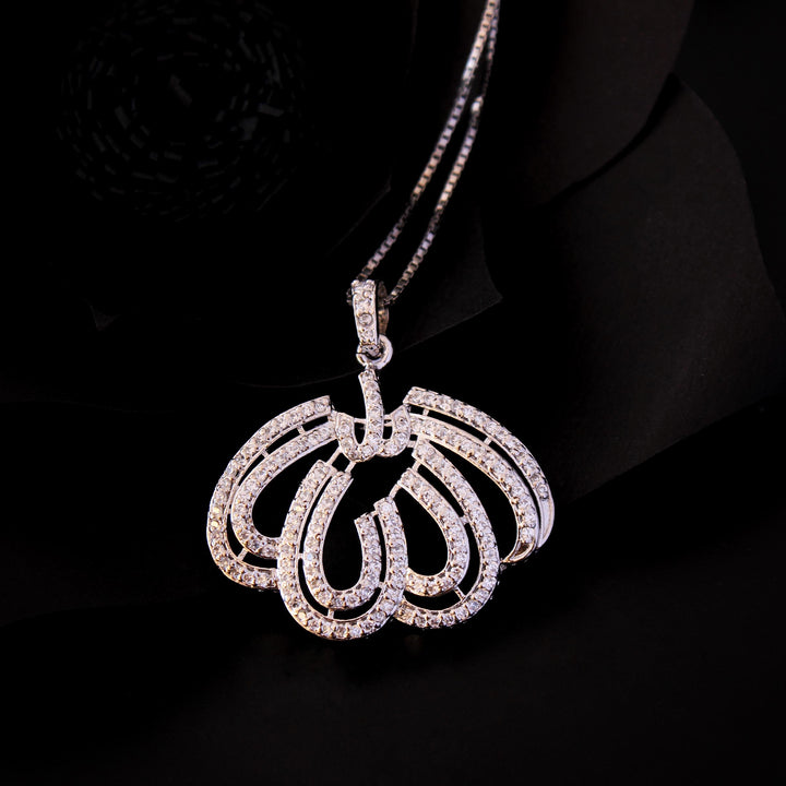 Diamond style Allah pendant with chain (6239997690039)