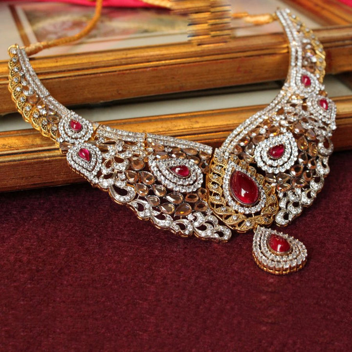 Necklace Set with Ruby & Zircons (6239983206583)