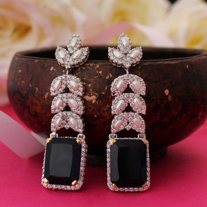 Earrings with Black Onyx, Pearls and Cubic Zircons (6239983337655)