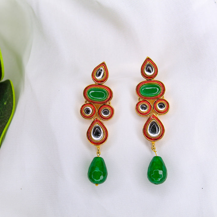 Earrings in Jade, Polkies and Black Enamel (6806013378743)