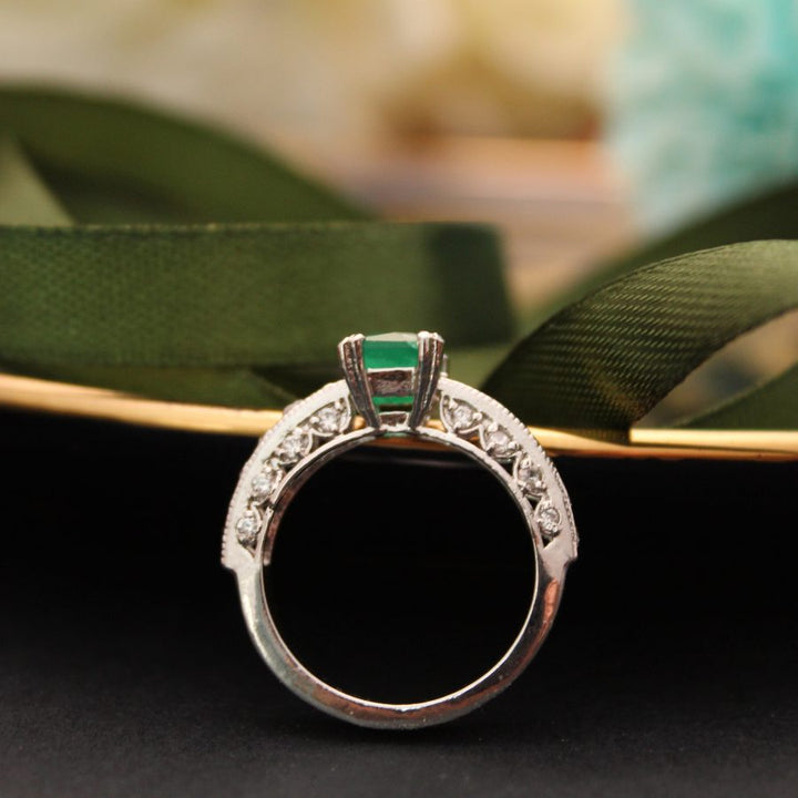Ring with Jade and Cubic Zircons (6240017186999)