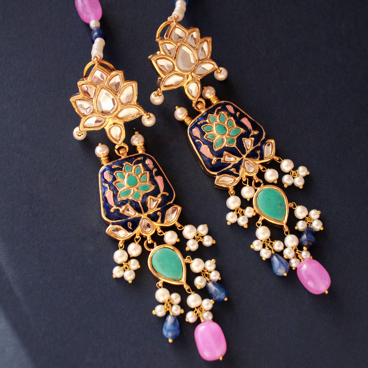 Necklace Set in Kundan Work and Multi Color Stones (6876416835767)