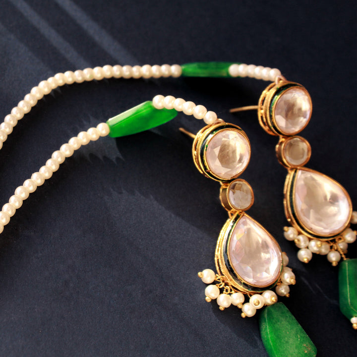 Necklace Set in Kundan Work and Pearls (6876321710263)
