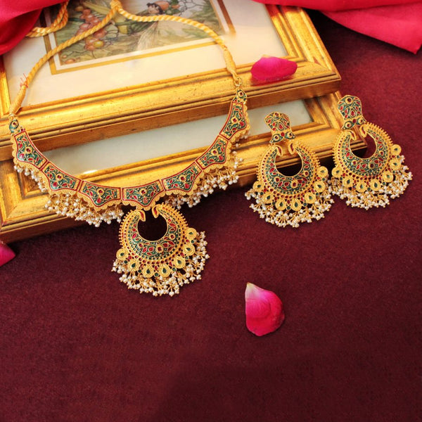 Necklace Set with Pearls and Meena Kari (6239985402039)