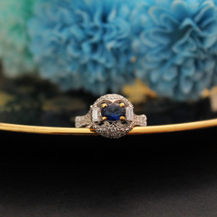 Ring with Blue Onyx and Cubic Zircons (6240017547447)